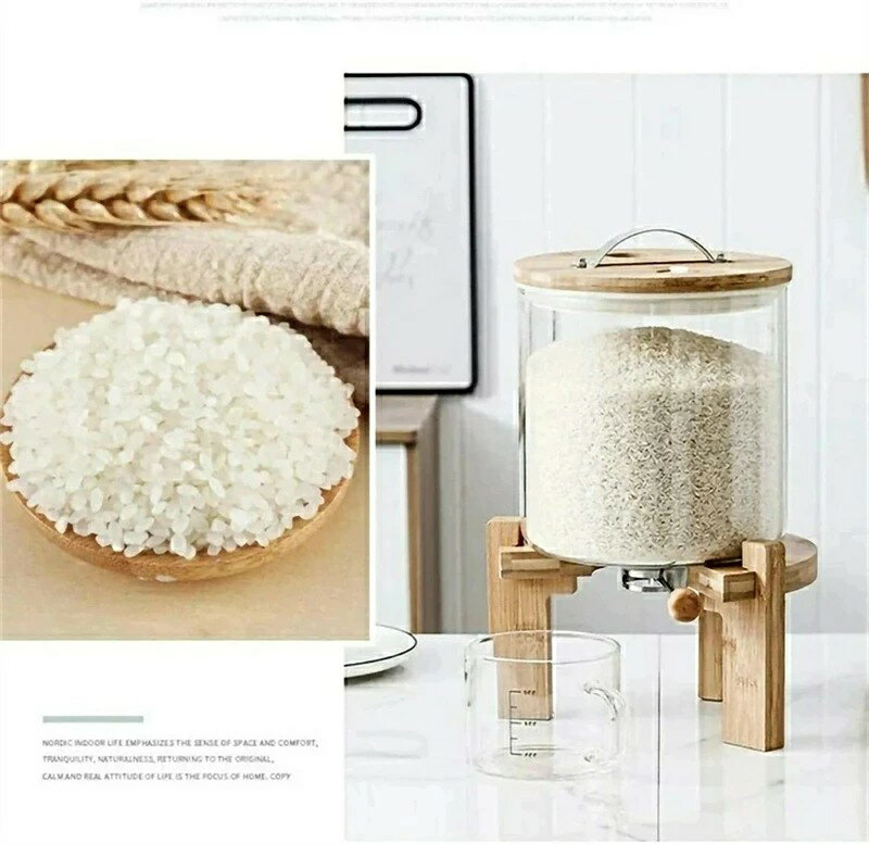 密閉米びつ ふた付き収納ジャー 5L 8L ガラスシリアルディスペンサー収納ジャーセット気密収納容器キッチン収納容器 残量見える 計量 密閉 キッチン収納 保存容器 小麦粉 コーヒー豆 台所保存 穀物収納 ライスボックス おしゃれ