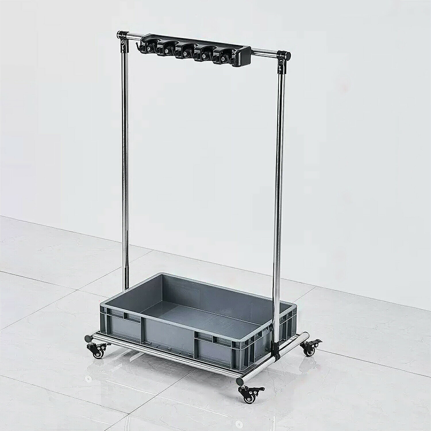 乐天商城 - モップホルダー 箒ホルダー モップ排水ラック 掃除用具 収納 掃除用具入れ 移動式 掃除用具収納ラック キャスター付き 清掃カート