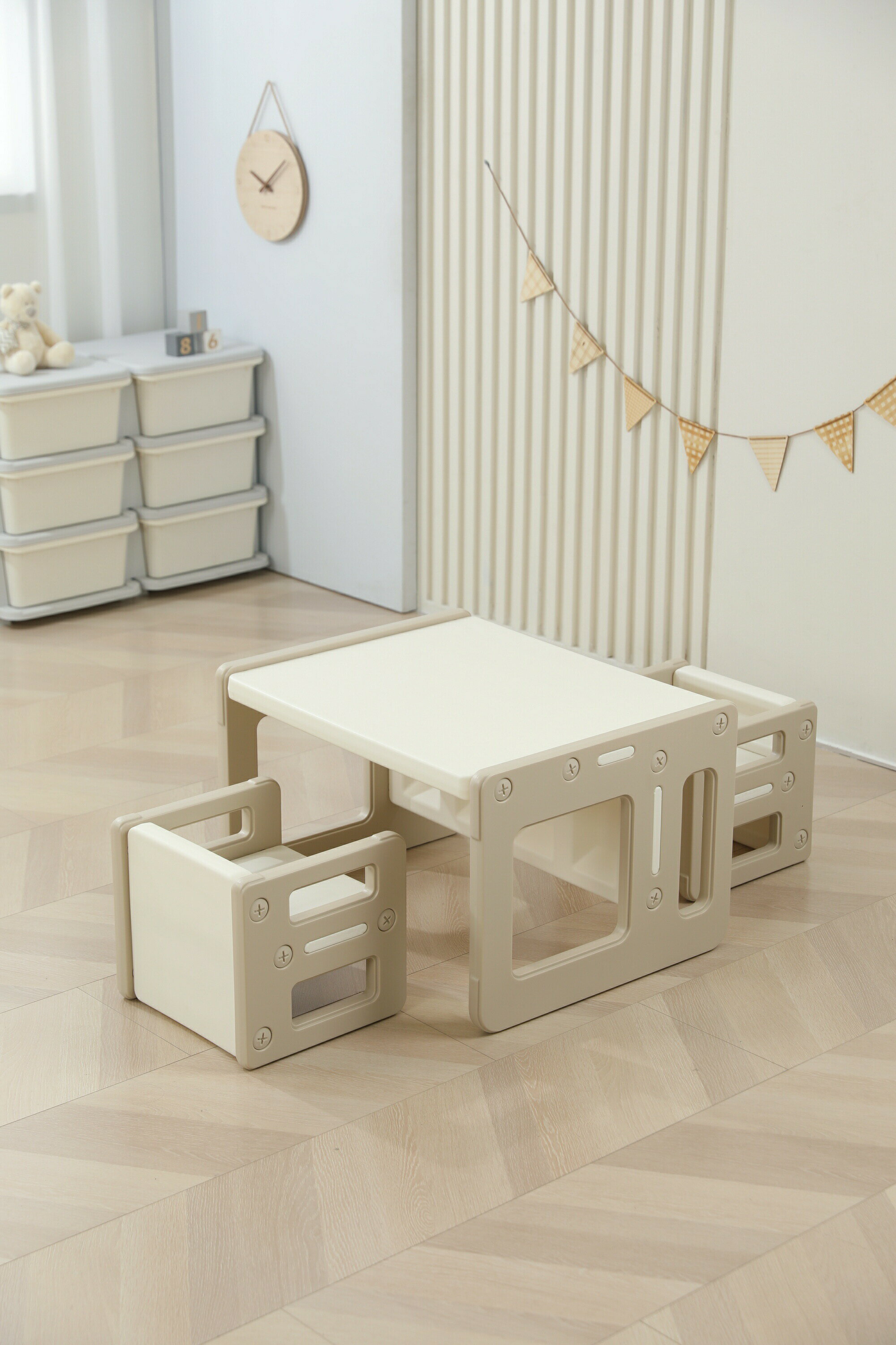 デスク&amp;チェア3点セット 学習デスク 机 幼児机 組立簡単 キッズテーブル 子供チェア キッズデスク 最高プレゼント 学習デスク 5way チェアセット 子供用チェア キッズチェア ローチェア 子供椅子 テーブル 学習机 北欧 チェ...