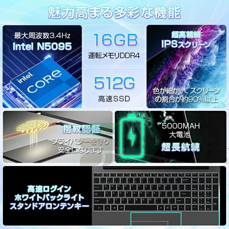 【三年保証★17インチ大画面】 ノートパソコン office付き パソコンwindows11 17.3インチ 第13世代CPU intel N5095 ノートpc 安い windows11 laptop フルHD液晶 メモリ16/32GB SSD1024GB WEBカメラ 指紋認証 テンキー付き Bluetooth 大容量