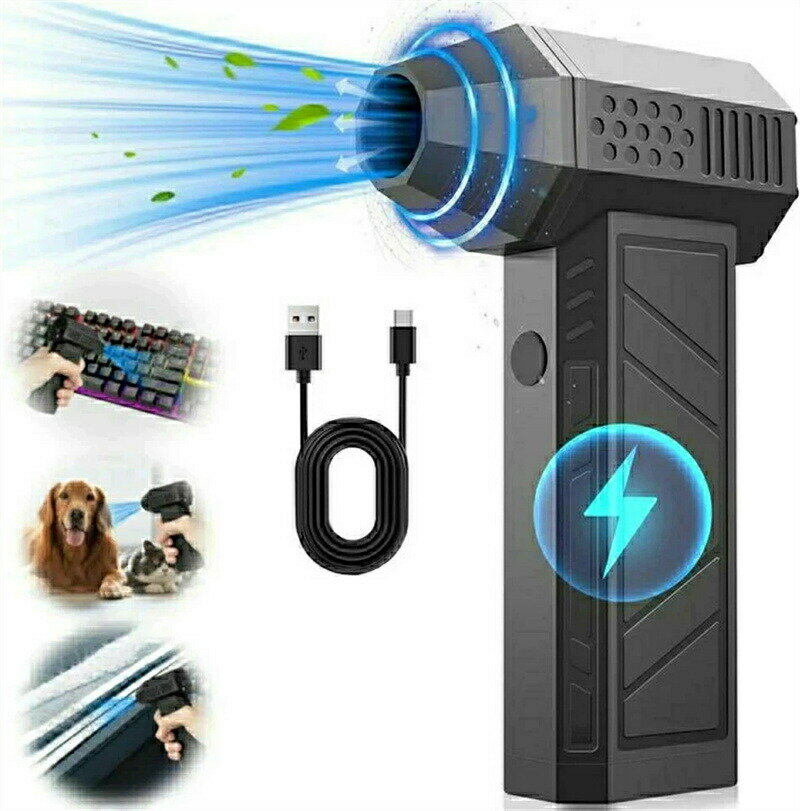 【風力の猛禽】エアダスター 5000mAh 52m/s 電動エアダスター USB 充電式 小型 超強力 多用途(PC 掃除/キーボード/車内/エアコン/洗車用等) アウトドアに