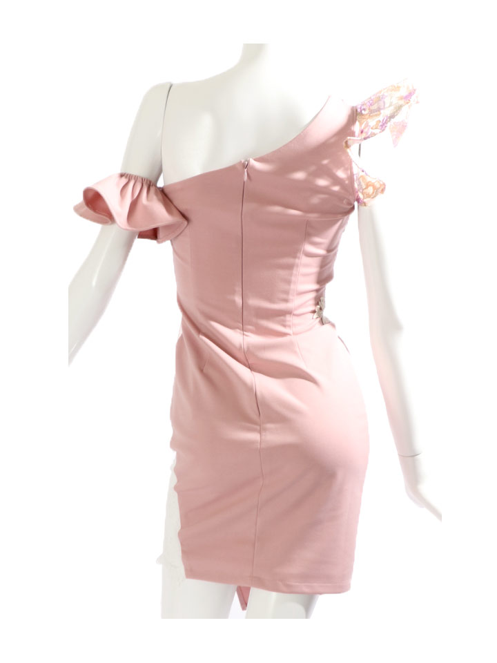 キャバドレス大きいサイズsmlサイズドレスミニワンピースタイトフラワー花柄シアーシースルーレースノースリーブフリル透けミントピンクアイスグレーグレー【ROUGE|ルージュ】ミニドレスあす楽4286YNdzw-2012-3