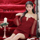 送料無料 あす楽 キャバドレス オフショルダー シースルー シアー 透け感 長袖 ミニ ビジュー ワンピース マーメイドスカート リボン キャミソール レディース セクシー キャバクラ キャバ ワインレッド アイボリー【ROUGE | ルージュ】 ミニドレス BF5325YNdzwe-241202-1