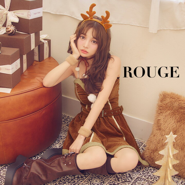 送料無料 即日発送 サンタコス トナカイ コスプレ アニマル【サンタ】ボアセットアップベルト【コスプレ7点セット】【S-Lサイズ/1カラー】 サンタコスチューム 衣装 レディース 女性 となかい [OF03] 【ROUGE | ルージュ】 SS-168-YN-dzw-BR-25PO