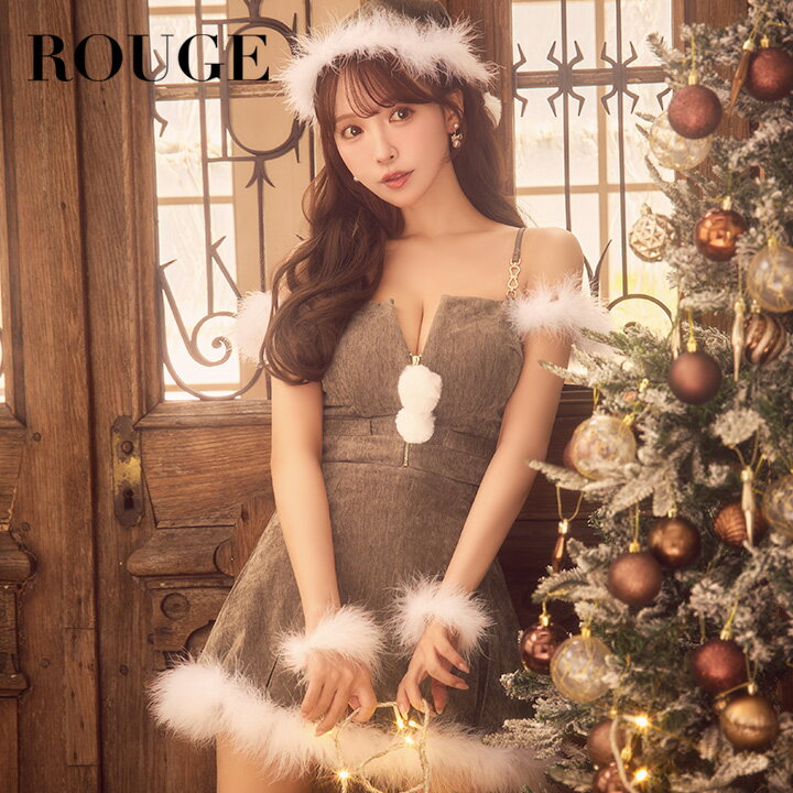 送料無料 サンタコス サンタ コスプレ 【即日発送】【サンタ】ファーショルダーシースルーフレアサンタコスプレ【コスプレ5点セット】【XS-XLサイズ/2カラー】[OF03] 【ROUGE | ルージュ】 SS-186-YN-dzw-BR-25MY