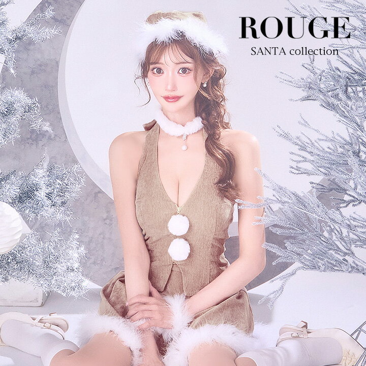 送料無料 サンタコス サンタ コスプレ 【予約 / 11月中旬発送予定】【サンタ】ホルターネックジップセットアップサンタコスプレ【コスプレ6点セット】【XS-XLサイズ/2カラー】[OF03] 【ROUGE | ルージュ】 SS-188-YN-dzw-BE-25AS