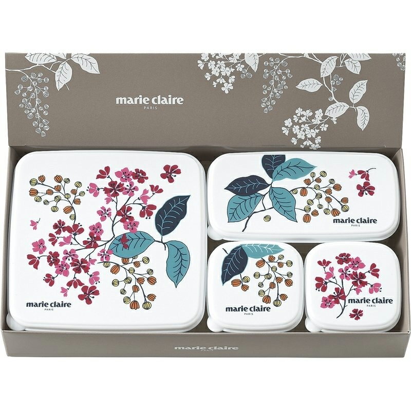 マリ・クレール フレンチライラック シール容器4点セット(A) MC-670 電子レンジOKの保存容器 マリクレール 出産 内祝 結婚 お返し 新生活 プレゼン...