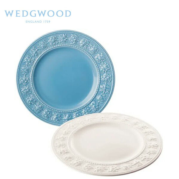 贈り物におすすめ　WEDGWOOD(ウェッジウッド) ウェッジウッド　クイーンズウェア　コレクション　フェスティビティ ペアプレート　27cm（アイボリー・ブルー） ペア　 出産祝・誕生日・入園・御祝・結婚祝【クリスマス】【歳暮 年賀】