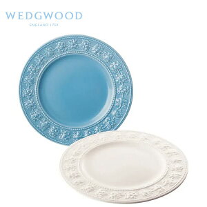 贈り物におすすめ　WEDGWOOD(ウェッジウッド) ウェッジウッド　クイーンズウェア　コレクション　フェスティビティ ペアプレート　27cm（アイボリー・ブルー） ペア　 出産祝・誕生日・入園・御祝・結婚祝【クリスマス】【歳暮 年賀】