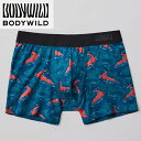 【商品特長】【BODY WILD】 ファッションと着心地を融合させたアンダーウェアブランド。 綿の柔らかな肌触りと、ストレッチ性のある素材を使用。だから動きやすくて、快適フィット。 伸縮性の高いストレッチ素材で動きやすさ◎ ＜クロコダイル柄＞水面を漂うワニをPOPなカラーリングで表現 ■素材 本体: 95% 綿, 5% ポリウレタン; 腰ゴム部: 50% ポリエステル, 45% ナイロン, 5% ポリウレタン ■サイズ M(ウエスト76〜84cm) L(ウエスト84〜94cm) LL(ウエスト94〜104cm)