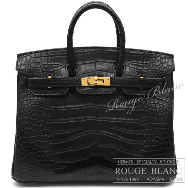 ڥ᥹/С/С25/HERMES//ۥ᥹С25֥å롡ꥲޥåȡɶ ڿʡHERMES Birkin25 Black Crocodile Alligator Mat Gold Buckle NEW