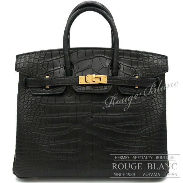 ڥ᥹/С/С25/HERMES//ۥ᥹С25֥å롡ꥲޥåȡɶ ڿʡHERMES Birkin25 Black Crocodile Alligator Mat Gold Buckle NEW