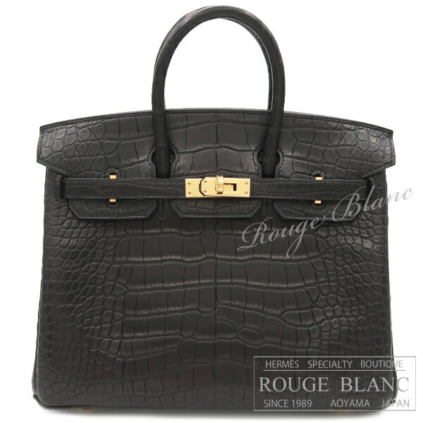 ڥ᥹/С/С25/HERMES//ۥ᥹С25֥å롡ꥲޥåȡɶ ڿʡHERMES Birkin25 Black Crocodile Alligator Mat Gold Buckle NEW