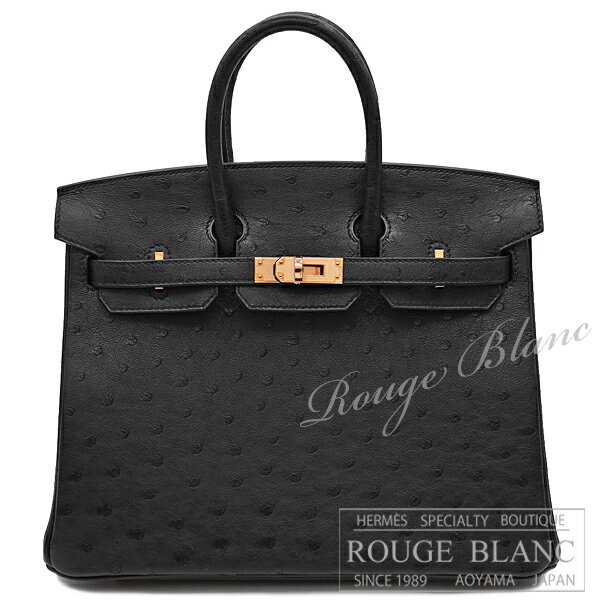 【エルメス/バーキン/ケリー/バーキン25/オーストリッチ/新品/HERMES/バッグ】 エルメス　バーキン25　ブラック　オーストリッチ　ローズゴールド金具 【新品】HERMES Birkin25 Black Ostrich Rose Gold Buckle【NEW】のサムネイル