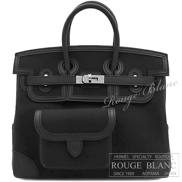 【エルメス/バーキン25/バーキン/バーキンカーゴ/HERMES/新品/バッグ】 エルメス　バーキンカーゴ25　黒　ブラック　トワルアッシュ×スイフト　シルバー金具【新品】HERMES Birkin cargo25 Black Toile H×Swift Silver Buckle【NEW】のサムネイル