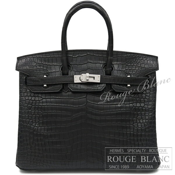 ڥ᥹/С25/֥å//С//HERMES//Хå ᥹С25֥å롡ݥޥåȡС ڿʡHERMES Birkin25 Black Crocodile Porosus Mat Silver Buckle NE...