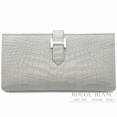 【エルメス/ベアンスフレ/クロコ/財布/HERMES/新品】エルメス ベアンスフレ パールグレー クロコダイル アリゲーター マット シルバー金具 【新品】HERMES Bearn with Gusset Gris perle Crocodile Alligator Mat Silver Buckle 【NEW】