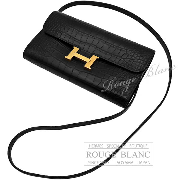 ڥ᥹/󥹥󥹥/󥹥/HERMESۥ᥹󥹥󥹥󥰡ȥ֥å롡ꥲޥåȡɶ ڿʡHERMES Constance long To Go Black Crocodile Alligator Mat Gold B...