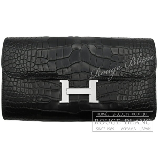 【エルメス/コンスタンスロング/コンスタンス/HERMES】エルメス コンスタンスロング トゥーゴー 黒 ブラック クロコダイル アリゲーターマット シルバー金...