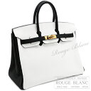 【エルメス/バーキン/バーキン25/中古/HERMES/オーダー】エルメス バーキン25 スペシャルオーダー ホワイト×ブラック トリヨンクレマンス ゴールド金...