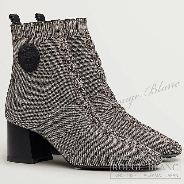 エルメス　アンクルブーツ　”ヴォルヴェール” 60　ノッチョーラ(ベージュ)×ブラック　#36 1/2 【新品】HERMES Ankle boot 