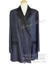 エルメス オーダー ロングジャケット ネイビー シルク レザー #38 タグ付 【新品】HERMES Long Jacket Silk×Leather【NEW】