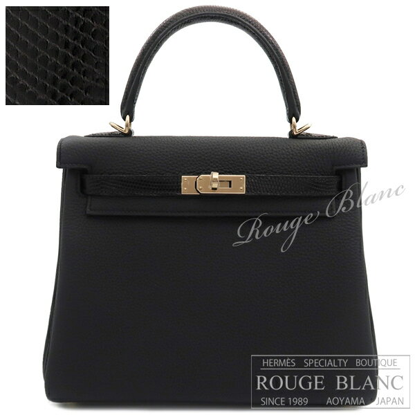 【エルメス/ケリー25/ケリータッチ/ケリー/バーキン/HERMES/ミニケリー/リザード】エルメス　ケリータッチ25　内縫い 黒 ブラック　トゴ×リザード　シャンパンゴールド金具【新品】HERMES Kelly Touch 25 Black Togo×Lizard Champagne Gold Buckle 【NEW】のサムネイル