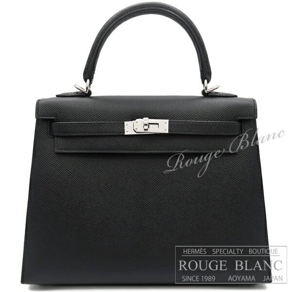 【エルメス/ケリー25/黒/ブラック/ノワール/ケリー/バーキン/HERMES】エルメス　ケリー25　外縫い　黒　ブラック　エプソン　シルバー金具【新品】HERMES Kelly25 Black Epsom Silver Buckle 【NEW】のサムネイル