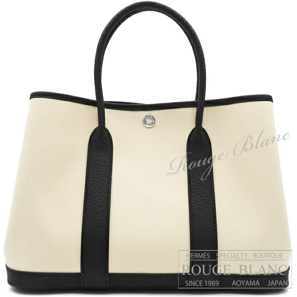 【エルメス/ガーデンパーティ/新品/ガーデンパーティTPM/HERMES】エルメス　ガーデンパーティTPM/30　バニラ×ブラック　トワルミリタリー×ネゴンダ 【新品】HERMES Garden Party TPM/30 Vanille×Black Toile military×Negonda 【NEW】のサムネイル