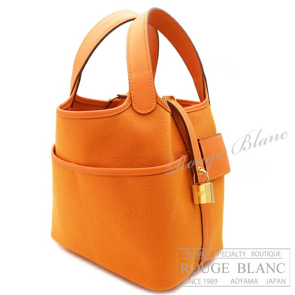 【エルメス/ピコタンロック/ピコタン/HERMES/新品/バッグ】エルメス　ピコタンロックカーゴ PM/18　オレンジ　トワルアッシュ×スイフト　ゴールド金具 【新品】HERMES Picotin lock Cargo PM/18 Orange Toile H×Swift Gold Buckle【NEW】のサムネイル