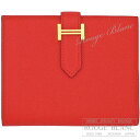 【エルメス/ベアン/財布/HERMES/中古】エルメス ベアンコンパクト ルージュトマト エプソン ゴールド金具 【新品同様】【中古】HERMES Wallet Bearn Compact Rouge tomato Epsom Silver Buckle 【USED】