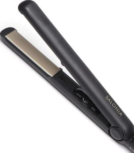 【送料無料】SALONIA サロニア ストレートアイロン ヘアアイロン 24mm 専用耐熱ポーチ付 海外対応 SL-004SGO ブラック×ゴールド