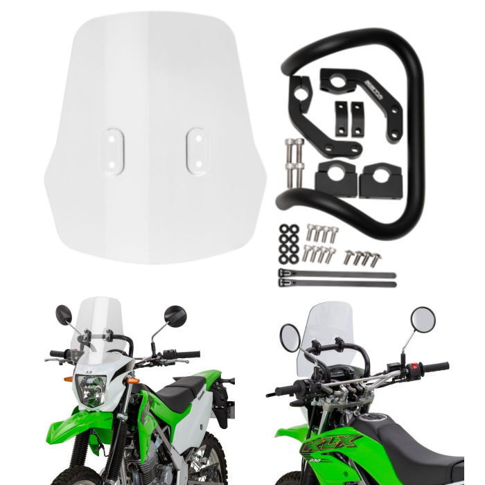 【ZETA】ZE70-1111 ジータ アドベンチャー ウィンドシールド (KAWASAKI: KLX230 '20-'21, KLX230 S '22, KLX230SM '23) モバイル用マウントバー一体型 バイク