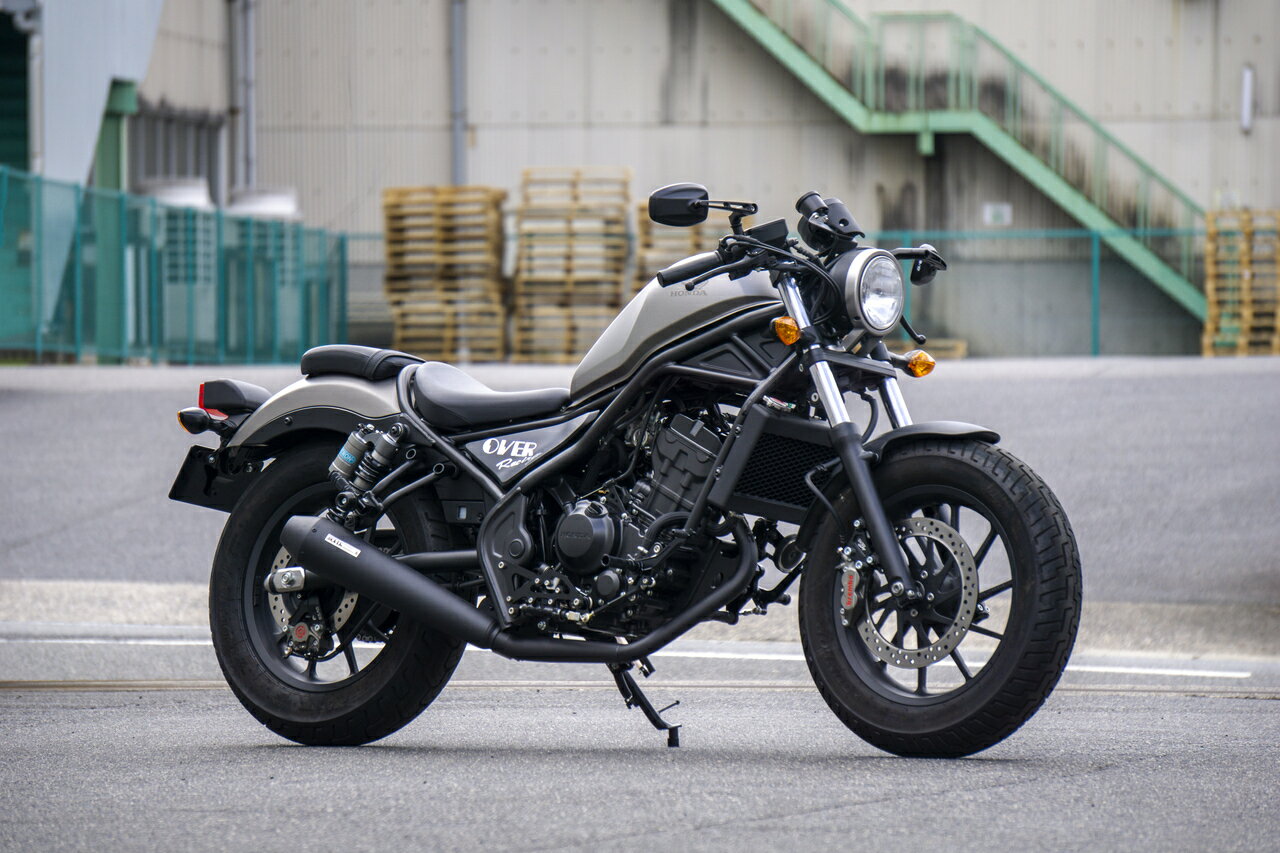 【OVERRACING】25-13-02B レブル250 オーヴァーレーシング SSメガホンフルエキゾーストマフラー ブラック　 オーバーレーシング REBEL250 バイク overracing-25-13-02B