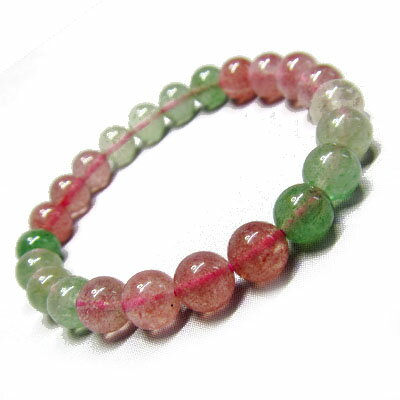 パワーストーンブレスレット・ストロベリークォーツ緑ピンクmix8mm ネコポス便なら【送料無料】 |ミックス,草莓水晶,天然石,パワーストーン,激安,爆安,超...