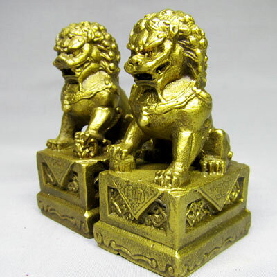 銅製 品 双獅子 ペア 置物 一対セット,小（0042）｜中国,中華街,レトロ,雑貨,ノス...