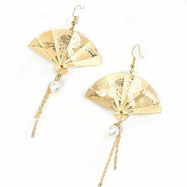 金扇子パール付きピアス ネコポス