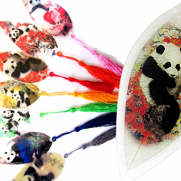 葉脈栞 パンダ しおり 【KP】 （ネコポス便可)(※柄選べません)｜ぱんだグッズ,中国,中華街,可愛い,シャ..