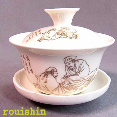 化粧箱付き蓋碗、小杯、茶具セット「來茶当酒」【中国茶器】 rouishin1203