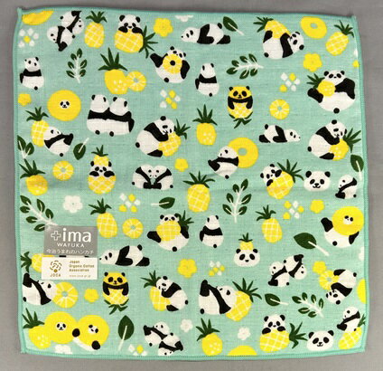 wafukuパイナップルとパンダタオルハンカチ （TIO-5130）【ネコポス便可】｜はんかち,たおる,今治,ワフカ,ぱんだグッズ,中国,中華街,可愛い,シャンシャン,香香,赤ちゃん,雑貨 　　ro0413