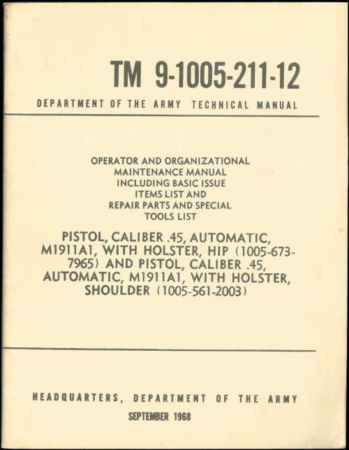 【古本】 TM 9-1005-211-12. Operator & Organizational Maintenance Manual. Pistol .45 Automatic M1911A1. - US Army. (GPO, 1968.) 【紙書籍】 B005MUWTIO