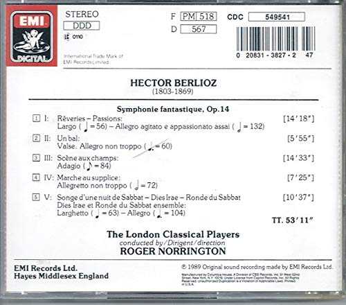 【中古】 Berloiz: Symphonie Fantastique - Norrington - Hector Berloiz; Roger Norrington; The London Classical Players (EMI) 020831382724