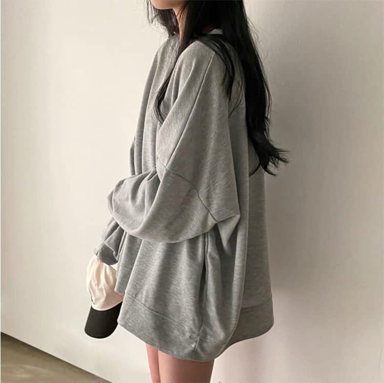 パーカー ビッグシルエット トレーナー トップス Tシャツ カジュアル 長袖 シンプル 通学 秋冬 体型カバー 通勤 おしゃれ 大人 韓国ファッション レディース グレー ブルー ビッグシルエット M L XL 2XL route39--10009074 Route39 サンプル画像2