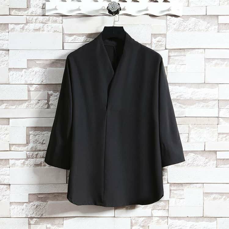 白 黒 洗える メンズ Tシャツ 七分袖 シャツ 男性 Vネック 肌襦袢 着物 半襦袢 冷感 半袖 襦袢 和装 肌着 襦袢 下着 作務衣 浴衣 インナー 襦袢 シャツ 夏用 冬用 襟付き 合衿 衿付き 和装下着 紳士 代替品 作務衣 甚平 着物の肌着用
