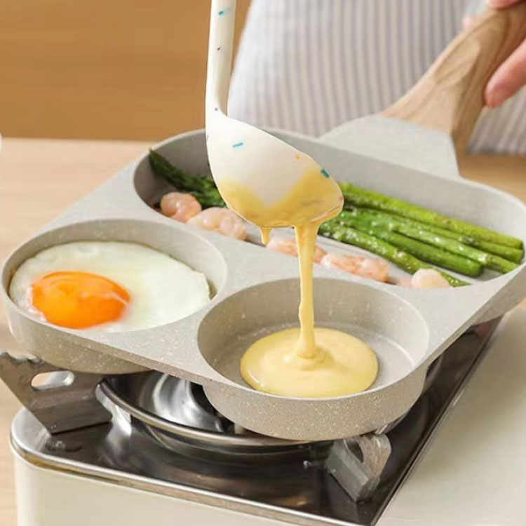 丸い フライパン 朝食 お弁当 キャラ弁 仕切り フライパン 料理 型 作り IH対応 IH こども 片手鍋 仕切り ガス ホットケーキ 調理 電磁調理器 子供 IH対応 親子 クッキング かわいい 新生活 4つ穴円形フライパン route39--10000964 Route39 サンプル画像3