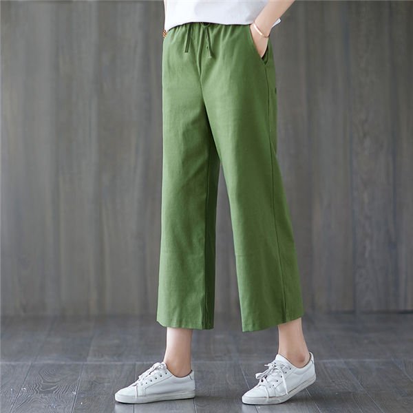 Nylon, Rayon, Polyester - 夏ズボン ガウチョパンツ 無地 ガウチョパンツ 綿麻 ビーチパンツ スウェットパンツ レディース 吸汗速乾 リネンパンツ カジュアルパンツ 春夏