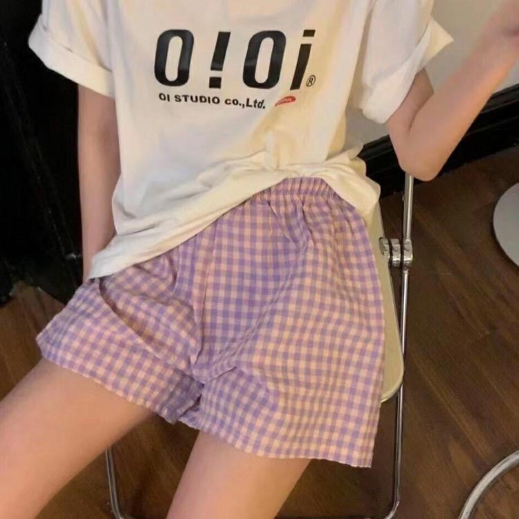 チェック柄 ショーツ パンツ レディース 綿混 パジャマ ルームウェア ショートパン...