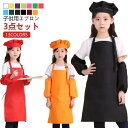 【3点セット】エプロン おしゃれ 子供用エプロン 帽子 かわいい 汚れ防止 簡単 小学生 入園入学 無地 キッズ かぶり シンプル 男の子 女の子 こども 調理...