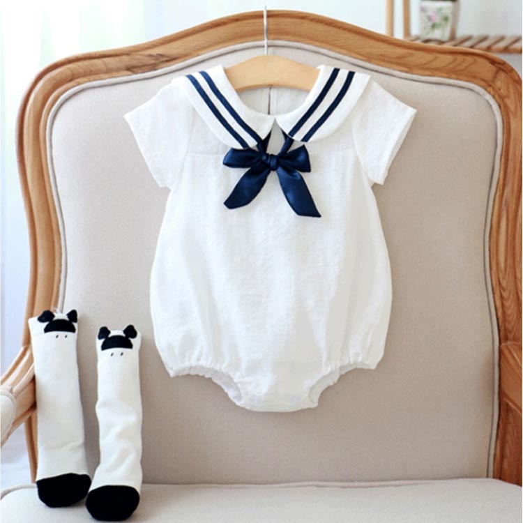 セーラー襟 ベビー服 セーラー衿 半袖 綿 80 73 カバーオール 90cm 66 男の子 コットン 女の子 つなぎ 赤ちゃん 夏 ベビー服 出産祝い セーラーカラーロンパース 白 おしゃれ かわいい 2