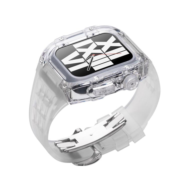 apple スポーツ カバー case バンド メンズ series8 watch アップルウォッチ かわいい 一体型 おしゃれ アップルウォッチ レディー ラバー 4用 クリア むれない ケース 7 6 SE 5 ベルト 44mm 45mm用 アウトドア 保護 頑丈